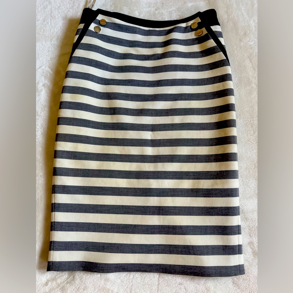 Karen Millen Black and White Striped Pencil Skirt